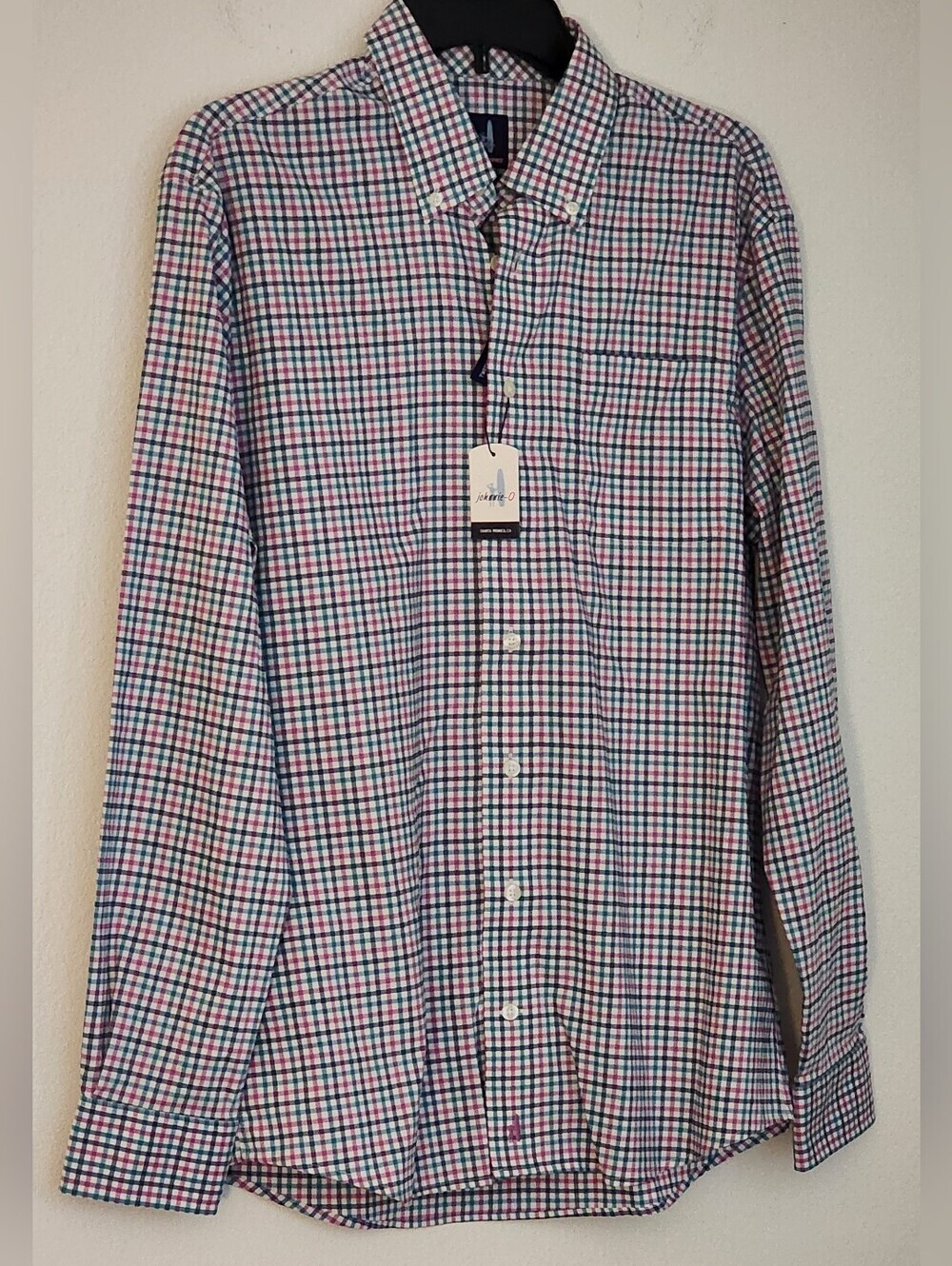 Johnnie-O Men's Prep-Formance Checked Shirt, Long Sleeve, Chest Pocket Sz M NWT